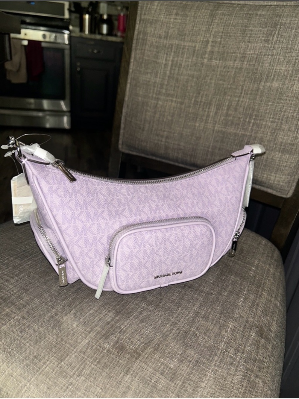 Michael Kors Merritt Lavender Logo Bag with Front Pocket - Picture 6 of 7